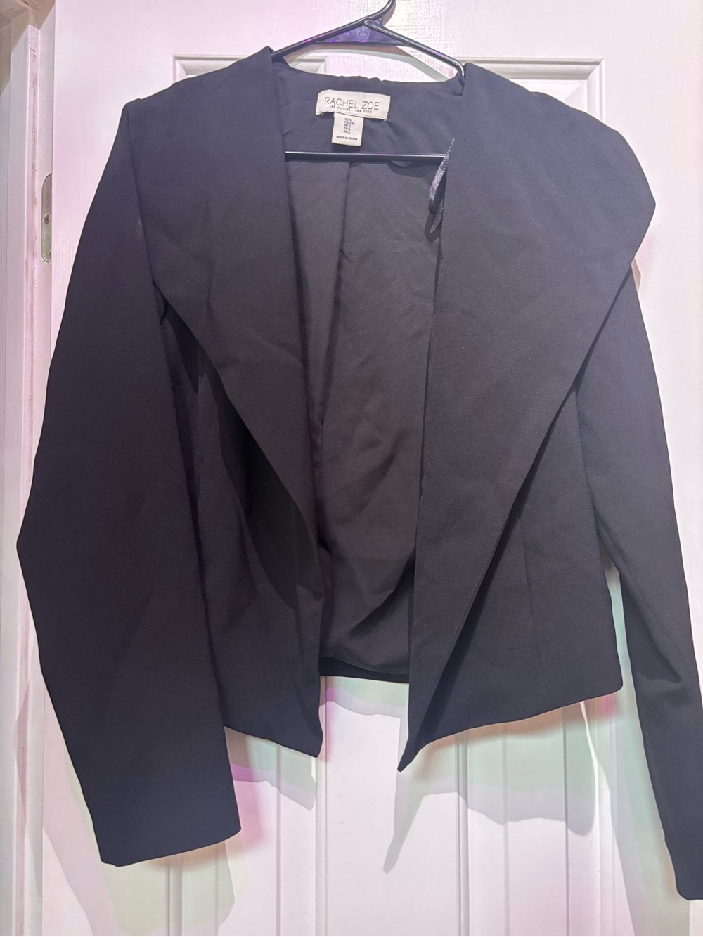 Rachel Zoe Black Open-Front Draped Blazer